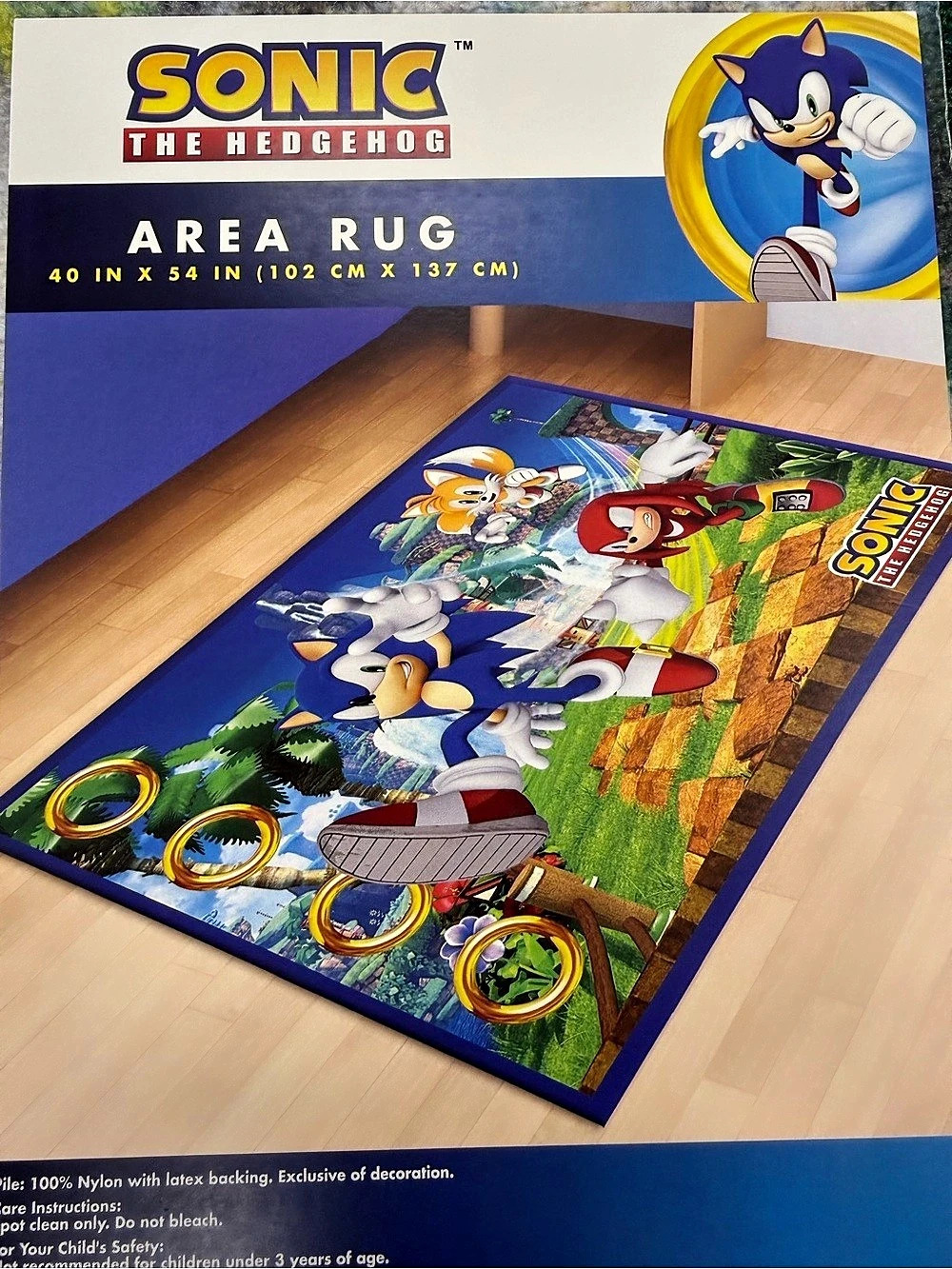 Sega Sonic the Hedgehog Area Rug Area Rug Blue NWT